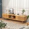 Costway 63" Bamboo TV Stand with 3 Storage Cubes Sliding Doors Mid Century Storage Cabinet